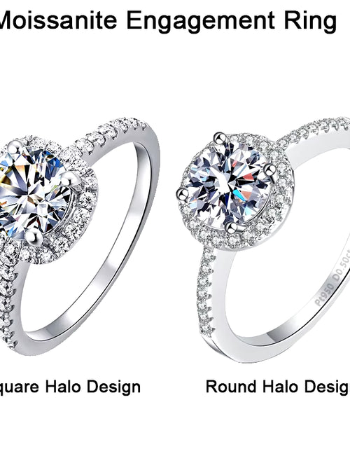 Load image into Gallery viewer, 100% Moissanite Rings 1CT 2CT 3CT Brilliant Diamond Halo Engagement Rings for Women Girls Promise Gift Sterling Silver Jewelry
