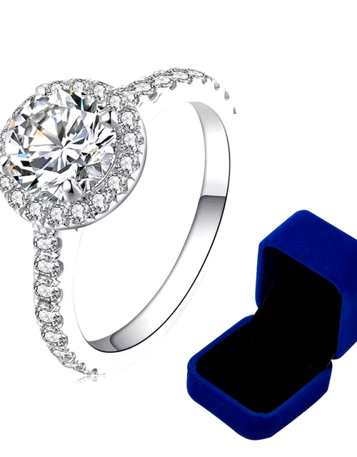 Load image into Gallery viewer, 100% Moissanite Rings 1CT 2CT 3CT Brilliant Diamond Halo Engagement Rings for Women Girls Promise Gift Sterling Silver Jewelry
