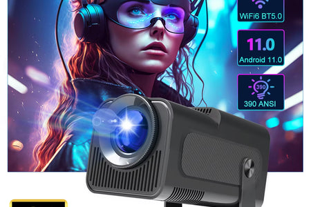 4K Native 1080P Android 11 Projector 390ANSI HY320 Dual Wifi6 BT5.0 Cinema Outdoor Portable Projetor Upgrated HY320