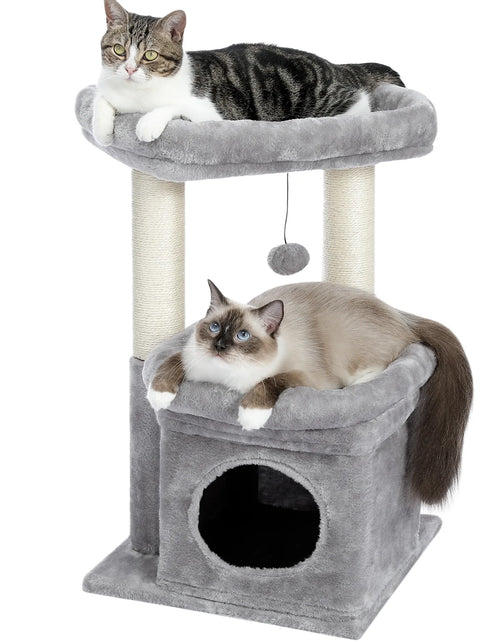 Load image into Gallery viewer, Cat Tree Condo 27" Cat Tower with Large Top Perch and Scratching Posts for Kittens and Medium Cats, Gray
