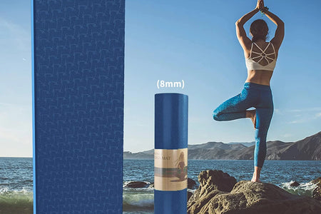 Yoga Mat 72 X 24'' Exercise Mats 8Mm TPE Non-Slip Extra Thick High-Density Eco Friendly for Yoga Workout Pilates Yoga Mats for Women Men