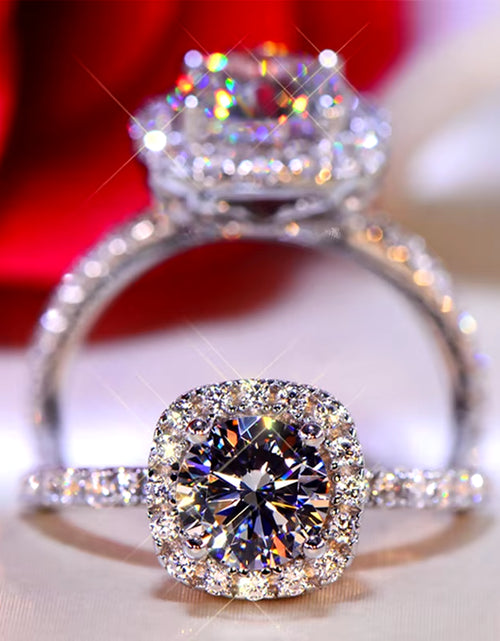 Load image into Gallery viewer, 100% Moissanite Rings 1CT 2CT 3CT Brilliant Diamond Halo Engagement Rings for Women Girls Promise Gift Sterling Silver Jewelry
