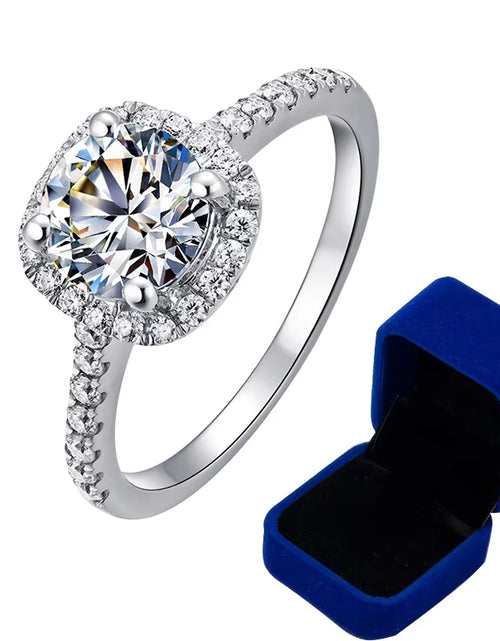 Load image into Gallery viewer, 100% Moissanite Rings 1CT 2CT 3CT Brilliant Diamond Halo Engagement Rings for Women Girls Promise Gift Sterling Silver Jewelry
