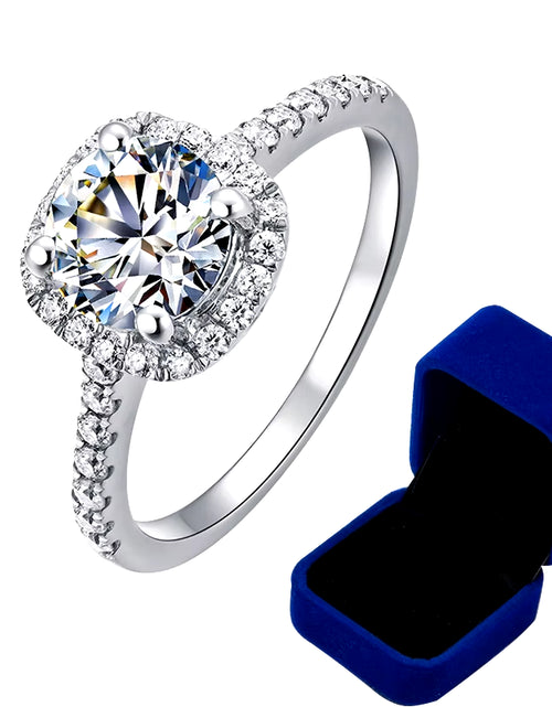 Load image into Gallery viewer, 100% Moissanite Rings 1CT 2CT 3CT Brilliant Diamond Halo Engagement Rings for Women Girls Promise Gift Sterling Silver Jewelry
